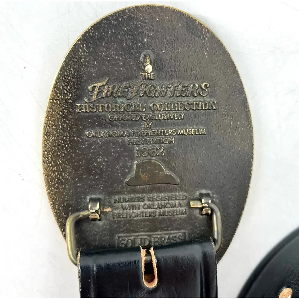American La France 1910 Special Edition Fireman's Brass Belt Buckle leather belt